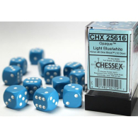 Dadi - 12 dadi d6 opaque light blue/white - 16mm: Chx25616