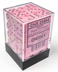 Dadi - 36 dadi d6 opaque pastel pink/black - 12mm: Chx25864