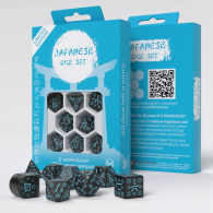 Dadi - 7 dadi poliedrici japanese - black glitter/light blue