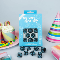 Dadi - 7 dadi poliedrici my very first set - black glitter/light blue