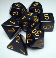 Dadi - 7 dadi poliedrici opaque black/gold: Chx25428