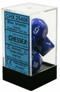 Dadi - 7 dadi poliedrici opaque blue/white: Chx25406