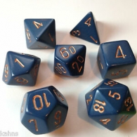 Dadi - 7 dadi poliedrici opaque dusty blue/copper: Chx25426