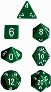 Dadi - 7 dadi poliedrici opaque green/white: Chx25405