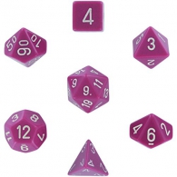 Dadi - 7 dadi poliedrici opaque light purple/white: Chx25427