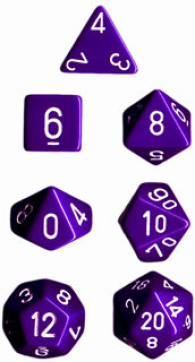 Dadi - 7 dadi poliedrici opaque purple/white: Chx25407