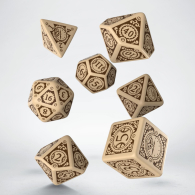 Dadi - 7 dadi poliedrici steampunk clockwork - beige/brown