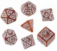 Dadi - 7 dadi poliedrici steampunk clockwork - caramel/white