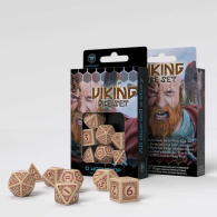 Dadi - 7 dadi poliedrici viking - mjolnir - beige/burgundy