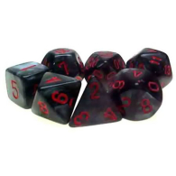 Dadi - 7 mini-dadi poliedrici velvet black/red: Chx20478