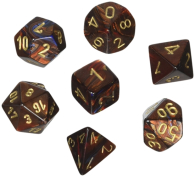 Dadi - 7 mini-dadi scarab blue blood/gold: Chx20419