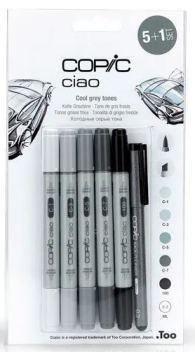 Scrittura e Disegno - Copic - ciao - toni di grigio 1 - set 5+1 
